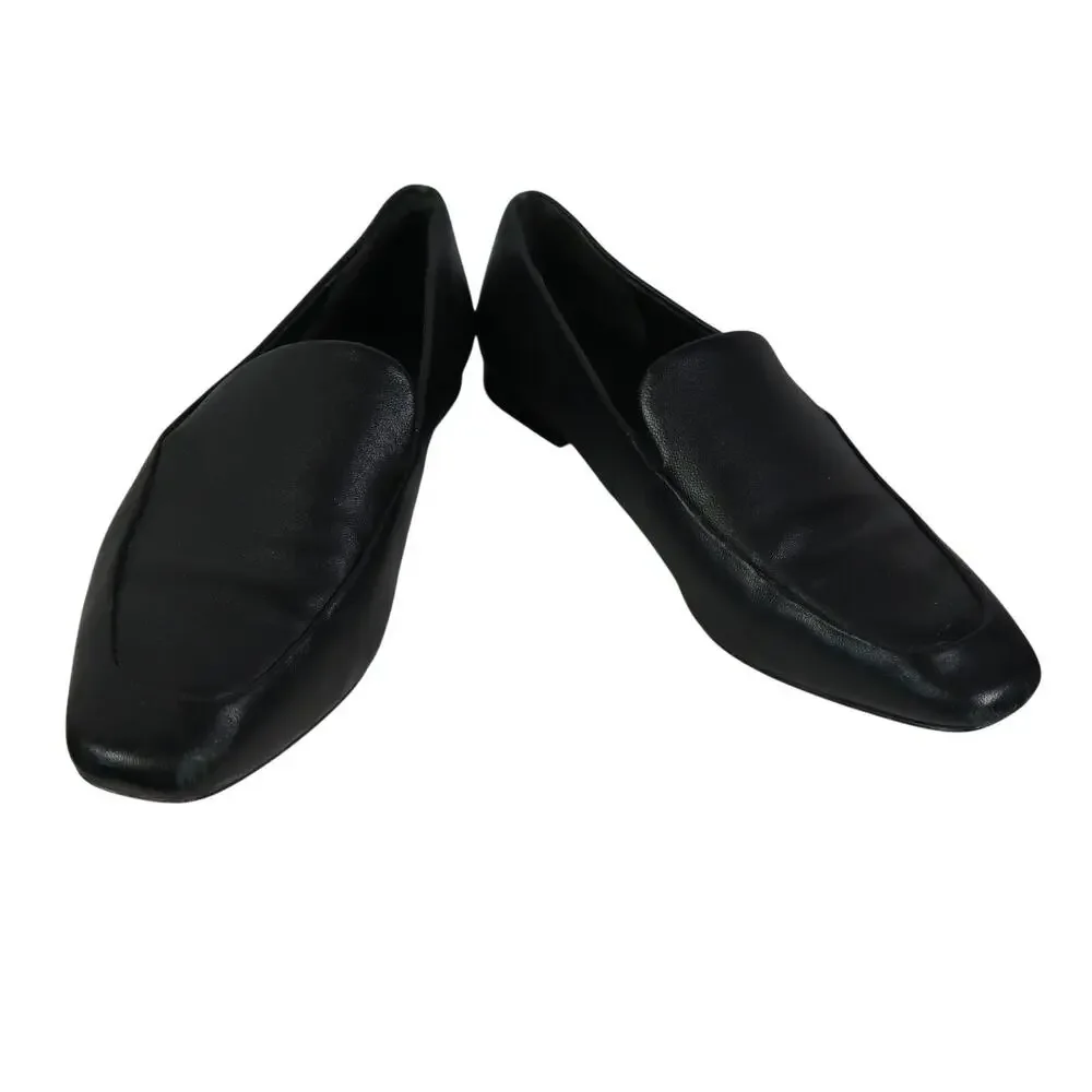 Vince Brette Black Lamb Leather Loafers Slip-On Flat Shoes 6.5